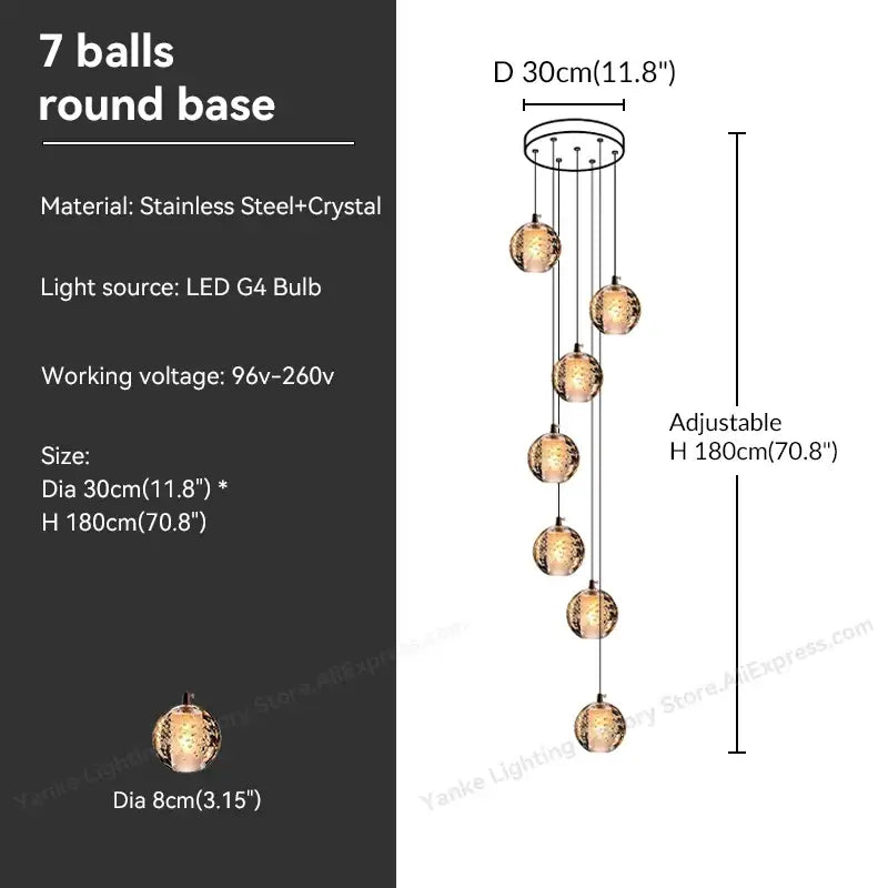 Modern crystal bubble ball pendant light for dining room