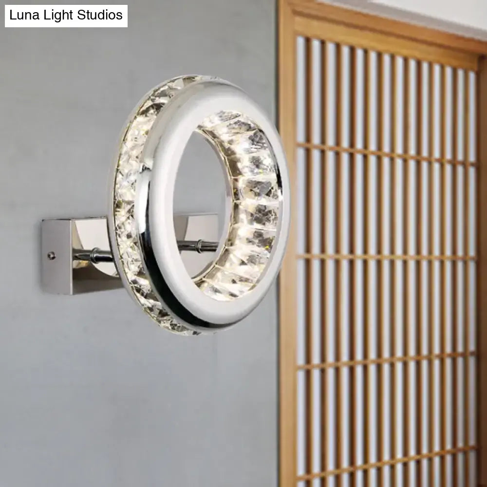 Modern crystal chrome sconce light fixture – living room led ring