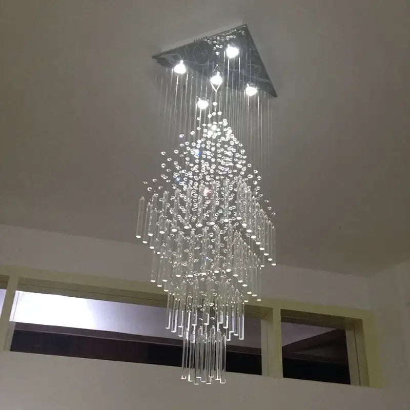 Modern crystal column chandelier living room hanging lamp