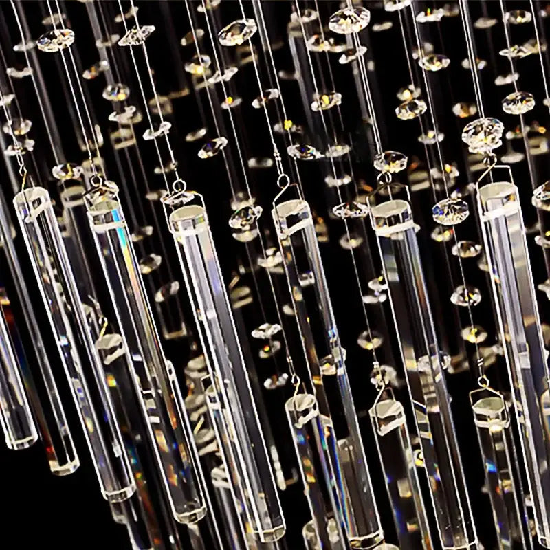 Modern crystal column chandelier living room tiered glass lighting
