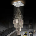 Modern crystal column chandelier living room tiered glass lighting