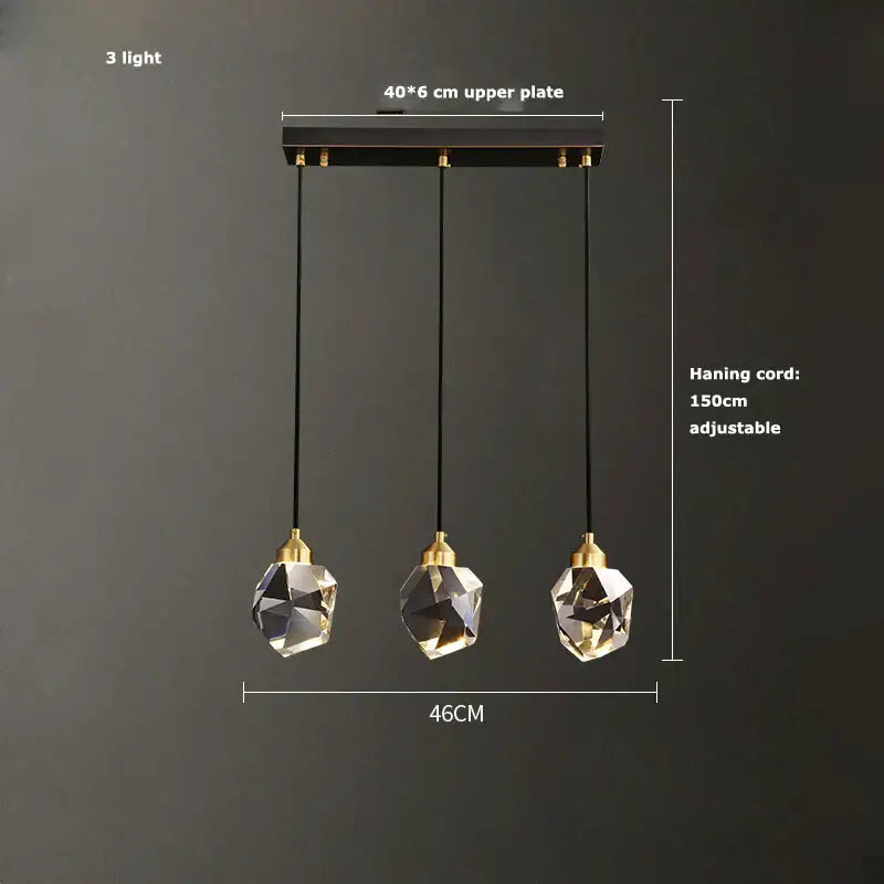 Modern crystal copper black led chandelier dining room pendant light