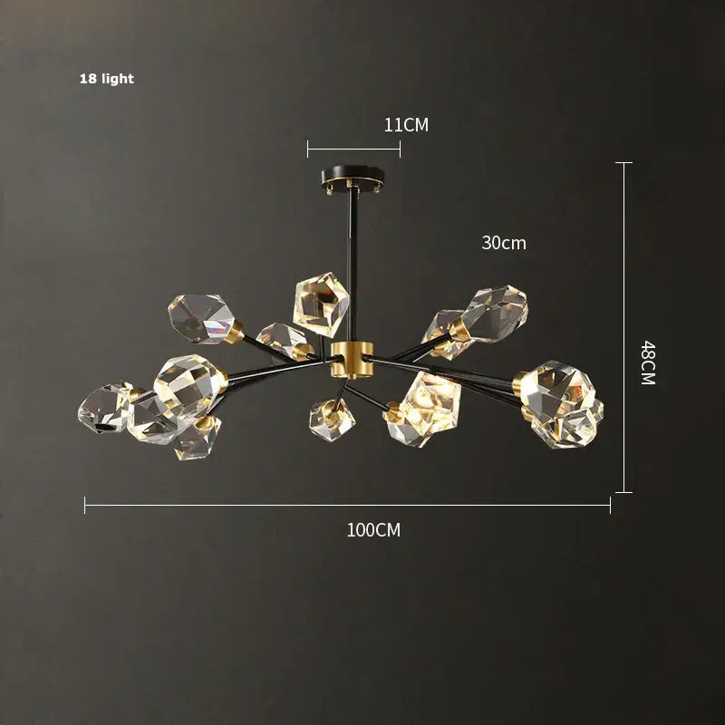 Modern crystal copper black led chandelier dining room pendant light