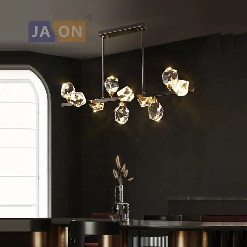 Modern crystal copper black led chandelier dining room pendant light