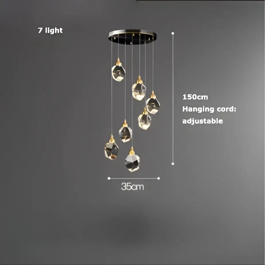 Modern crystal copper black led chandelier dining room pendant light
