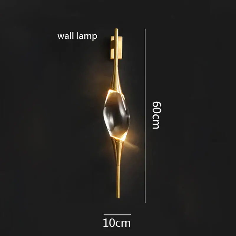 Modern crystal copper wall sconce dining room warm led light