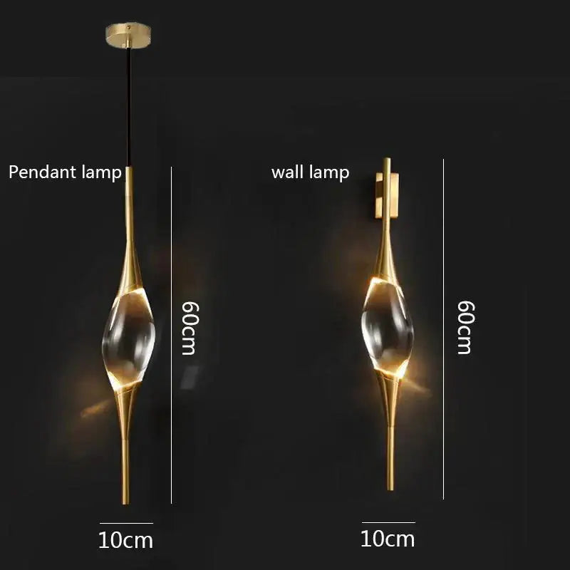 Modern crystal copper wall sconce dining room warm led light