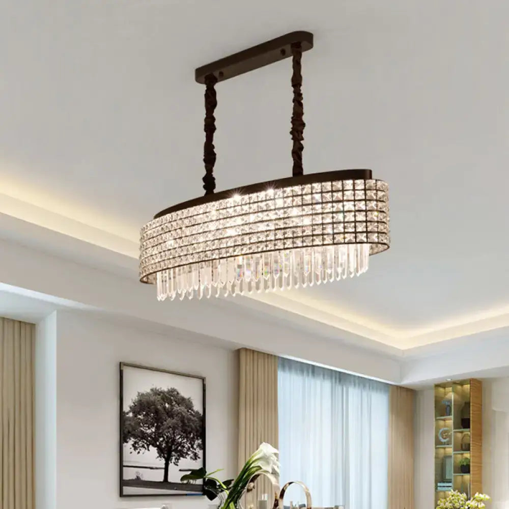 Modern crystal encrusted bronze pendulum light dining room 110v 120v