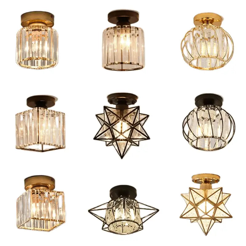 Modern crystal glass nordic led chandelier gold & black dining room