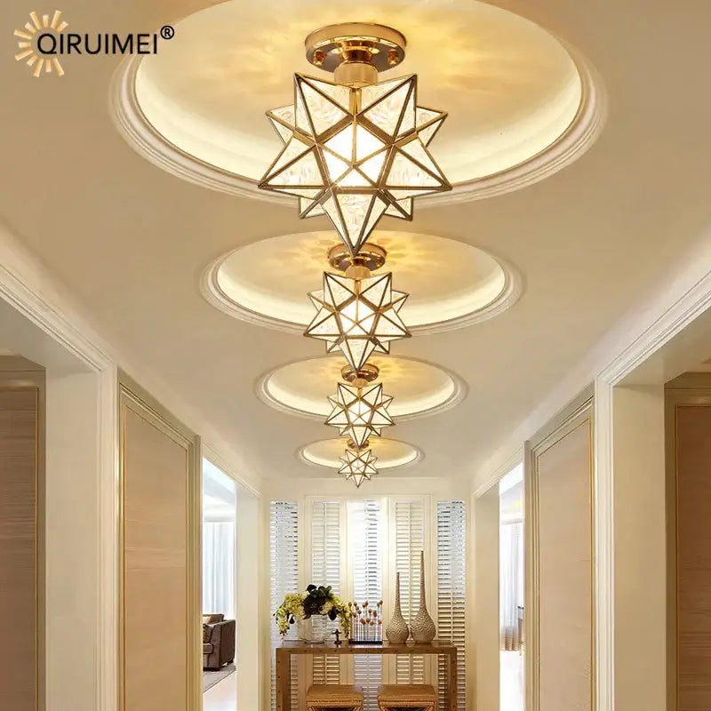 Modern crystal glass nordic led chandelier gold & black dining room