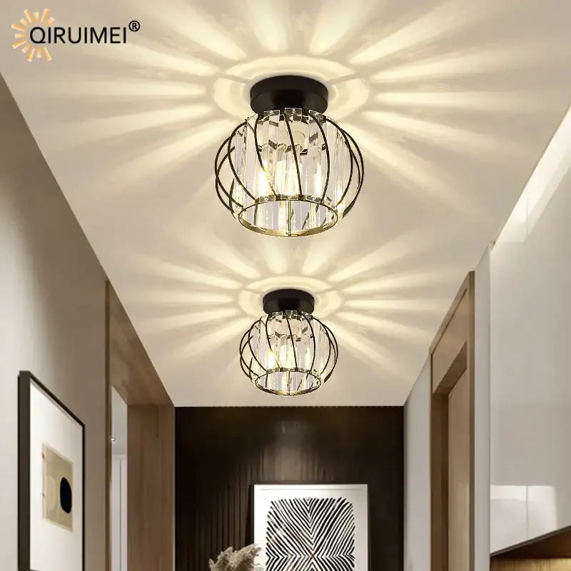 Modern crystal glass nordic led chandelier gold & black dining room
