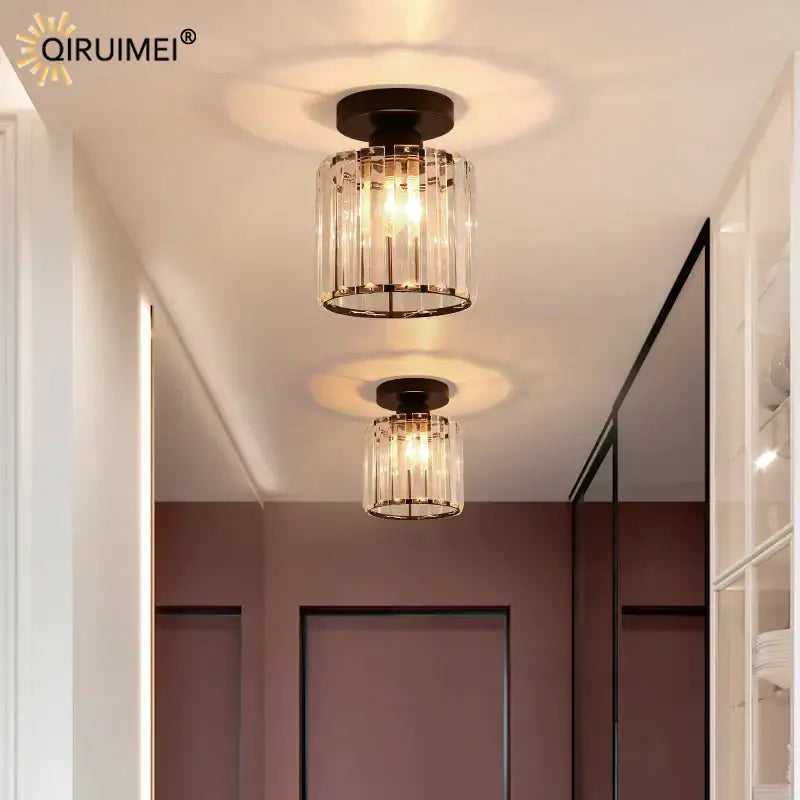 Modern crystal glass nordic led chandelier gold & black dining room