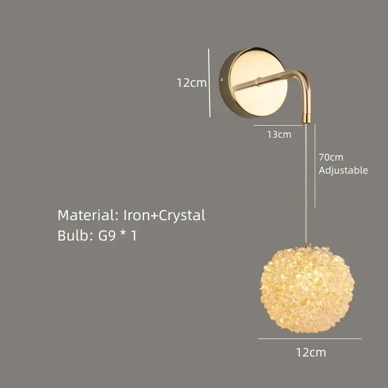 Modern crystal gold ceiling light 2 pack bedroom spherical globe