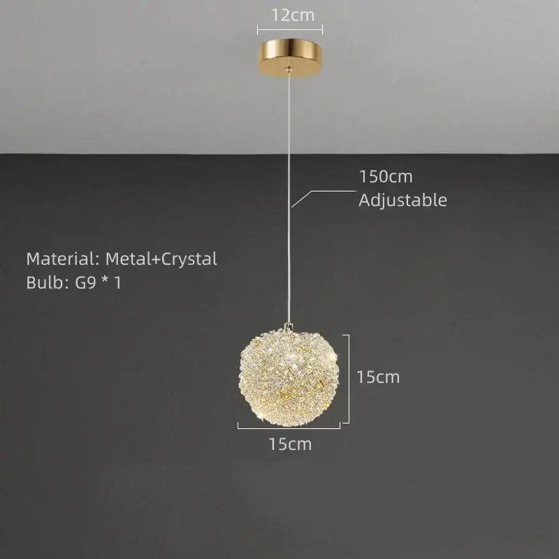 Modern crystal gold ceiling light 2 pack bedroom spherical globe