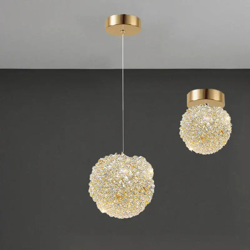 Modern crystal gold ceiling light 2 pack bedroom spherical globe