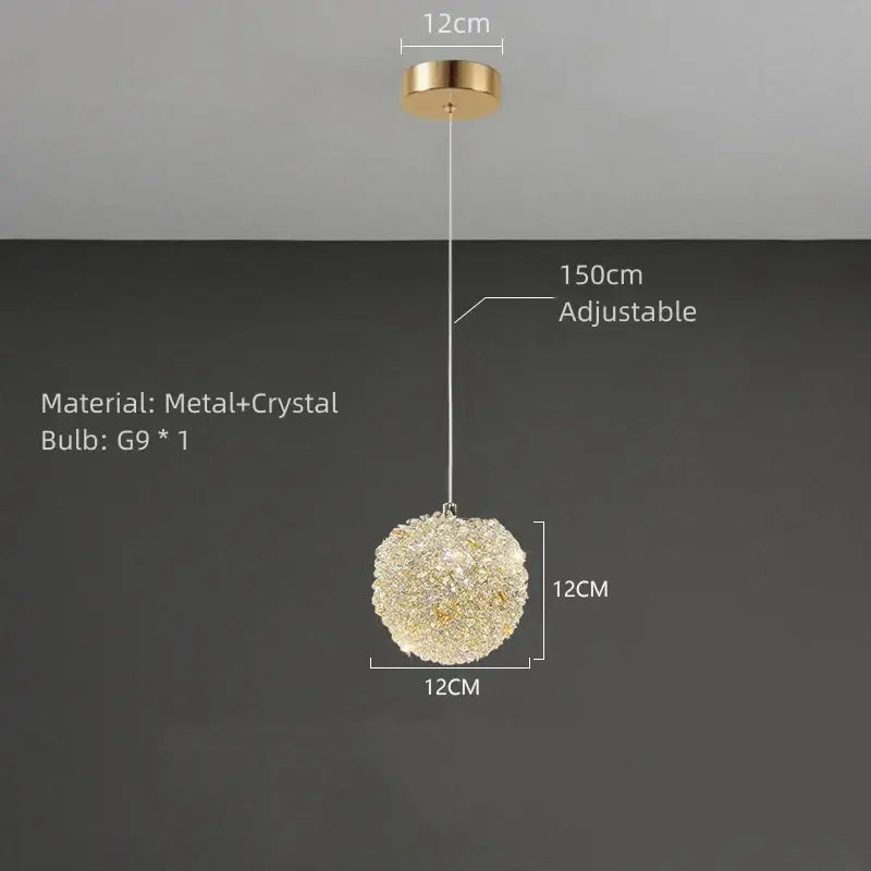 Modern crystal gold ceiling light 2 pack bedroom spherical globe