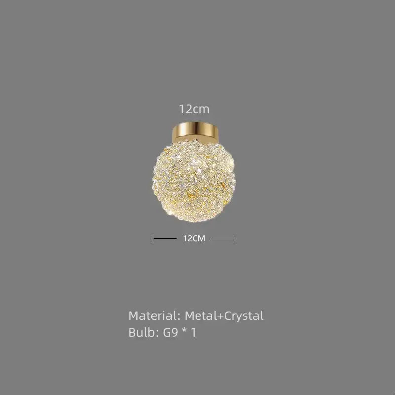 Modern crystal gold ceiling light 2 pack bedroom spherical globe