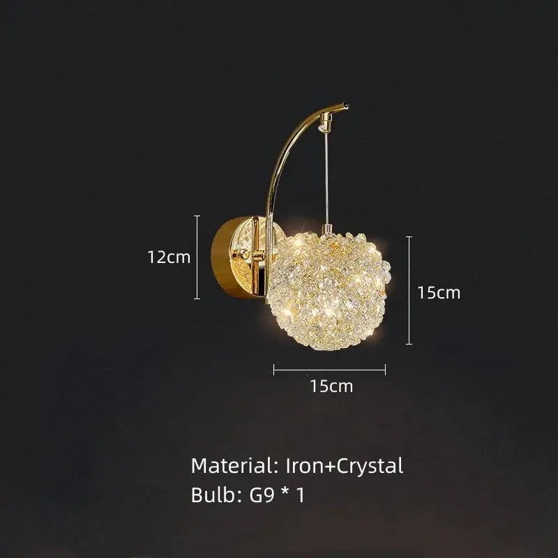 Modern crystal gold ceiling light 2 pack bedroom spherical globe