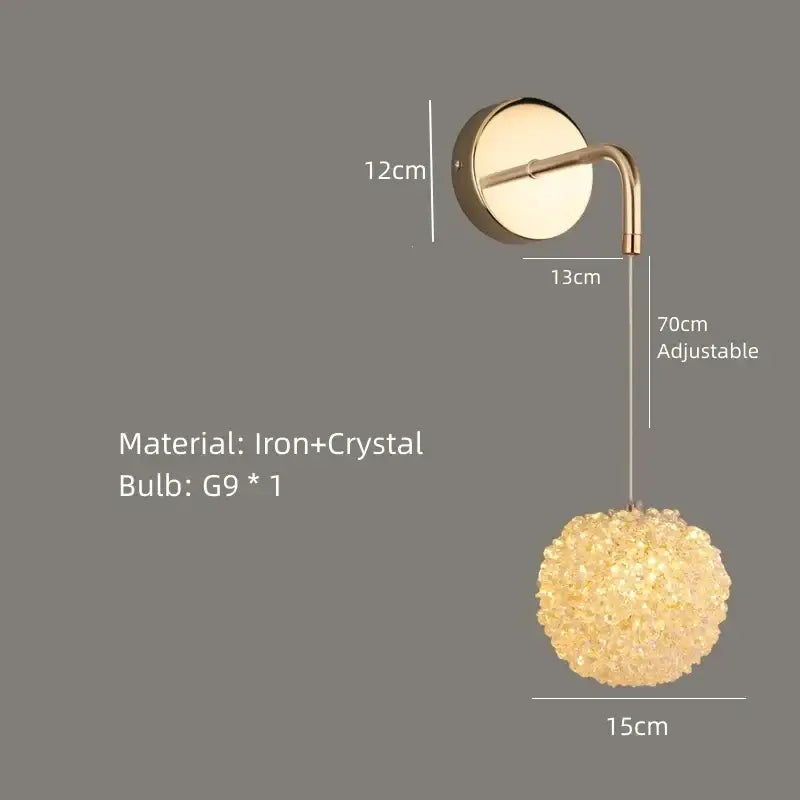 Modern crystal gold ceiling light 2 pack bedroom spherical globe