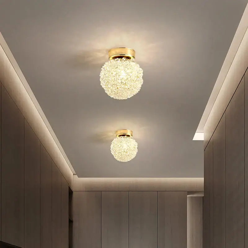 Modern crystal gold ceiling light 2 pack bedroom spherical globe