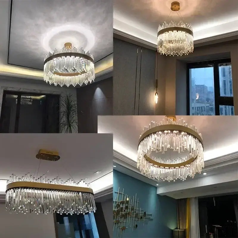 Modern crystal gold ceiling pendant light for dining room