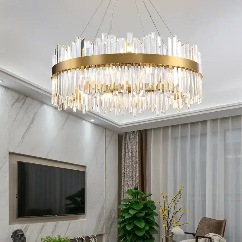 Modern crystal gold ceiling pendant light for dining room