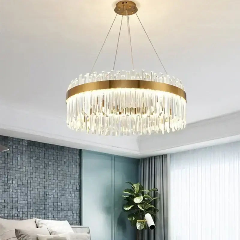 Modern crystal gold ceiling pendant light for dining room