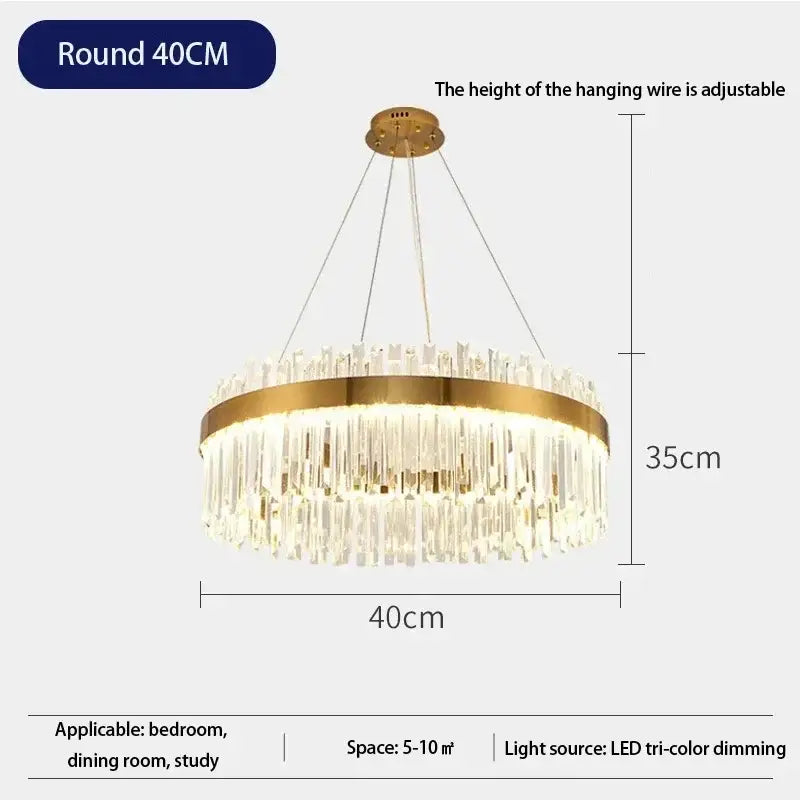 Modern crystal gold ceiling pendant light for dining room