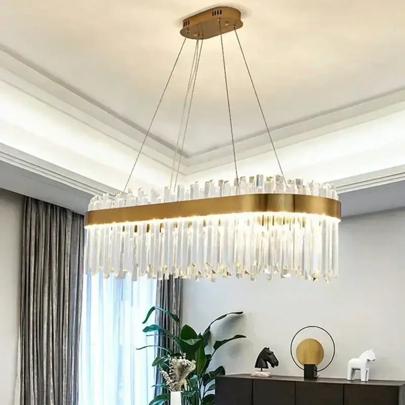 Modern crystal gold ceiling pendant light for dining room