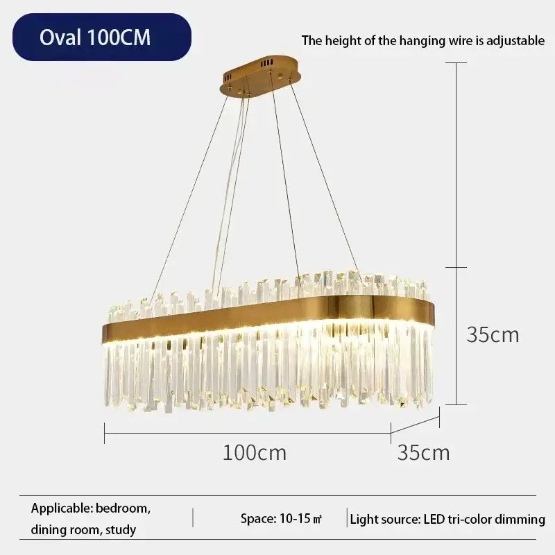 Modern crystal gold ceiling pendant light for dining room