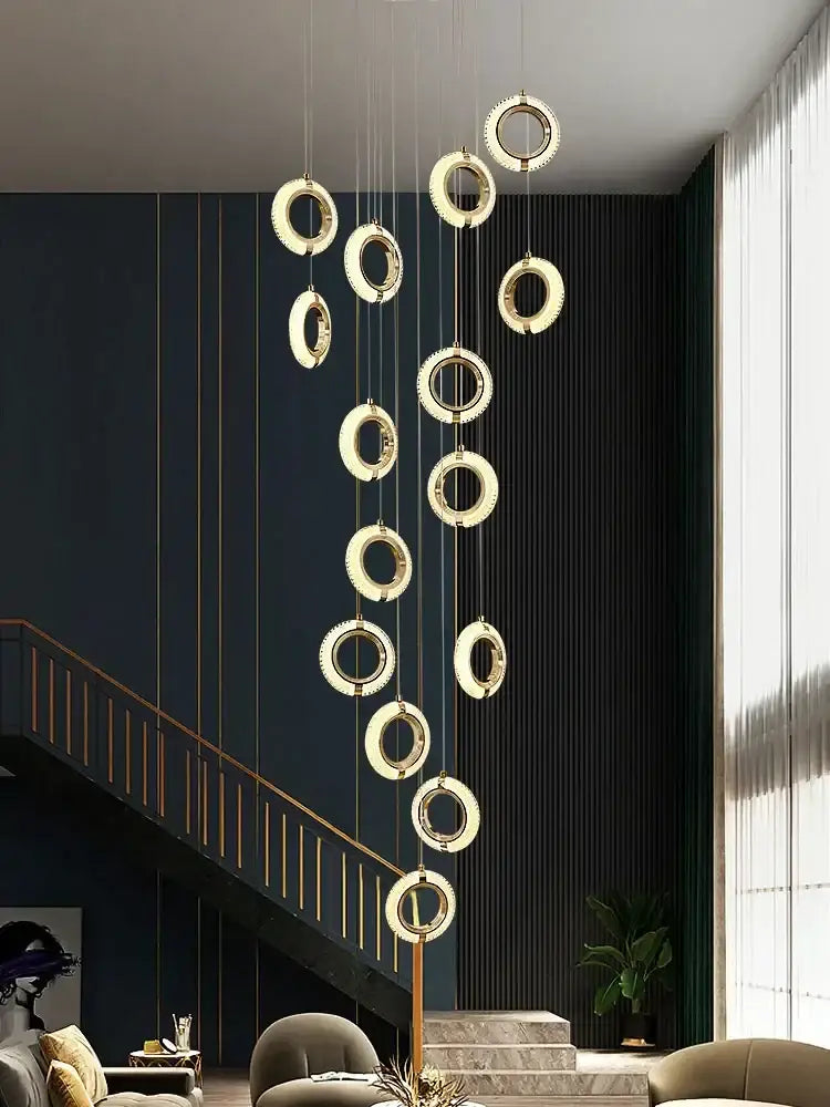 Modern crystal gold led chandelier dining room ring pendant light