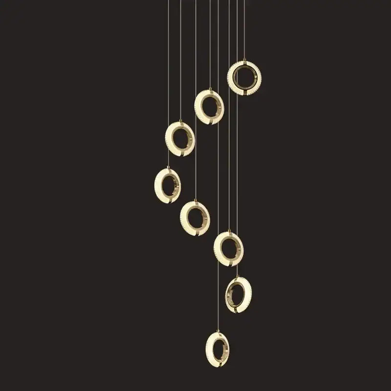 Modern crystal gold led chandelier dining room ring pendant light