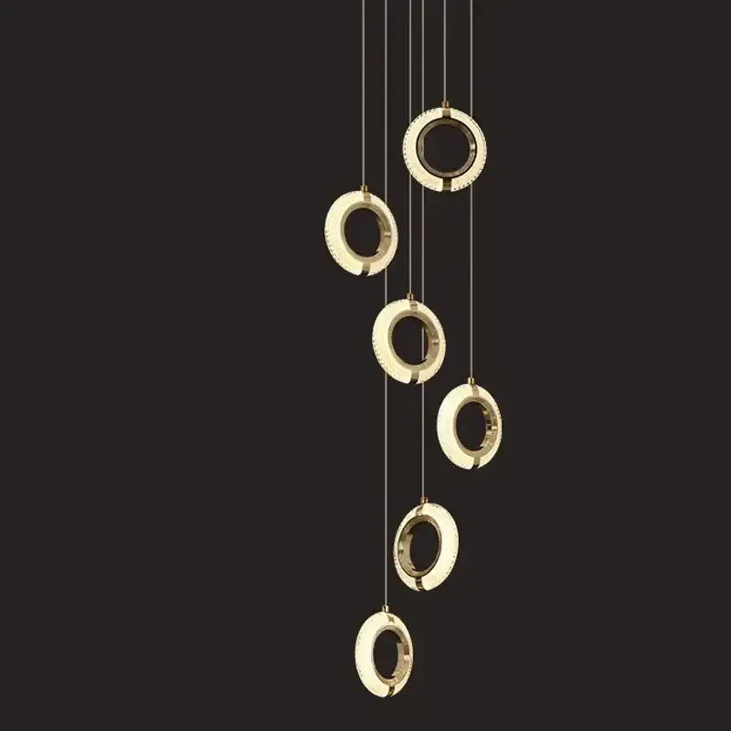 Modern crystal gold led chandelier dining room ring pendant light