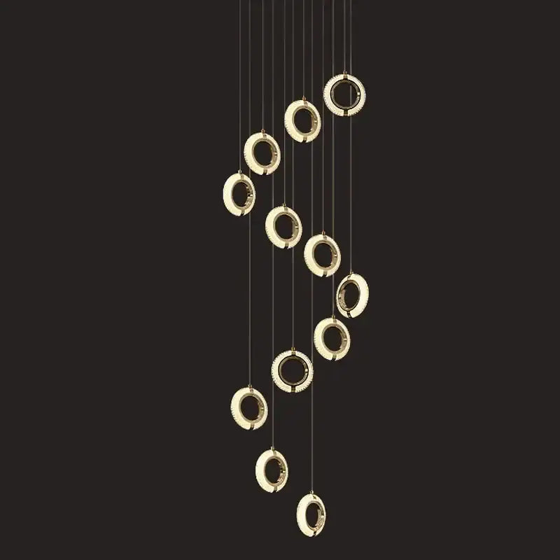 Modern crystal gold led chandelier dining room ring pendant light