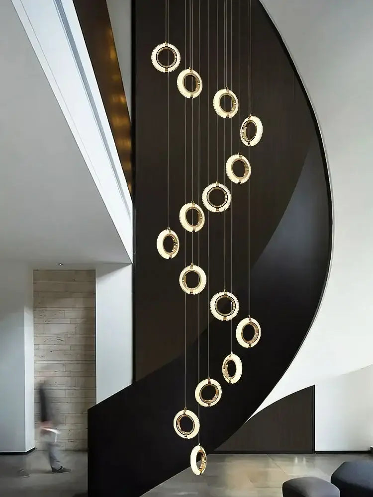 Modern crystal gold led chandelier dining room ring pendant light