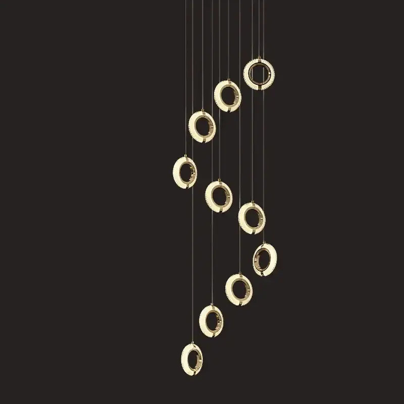 Modern crystal gold led chandelier dining room ring pendant light