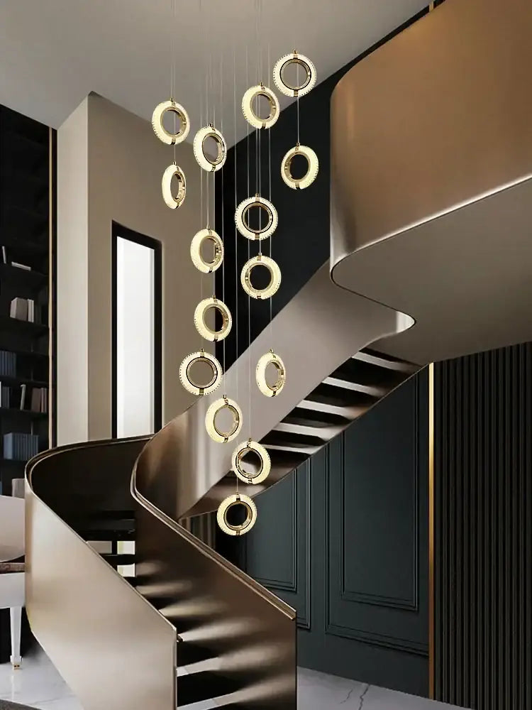 Modern crystal gold led chandelier dining room ring pendant light