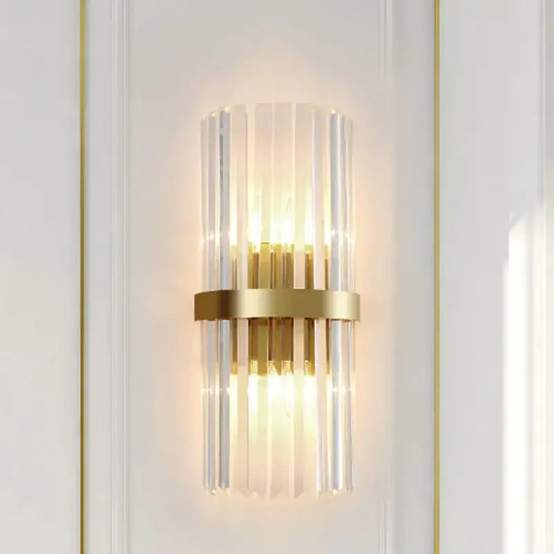 Modern crystal gold led wall sconce bedroom glass rod lighting fixture