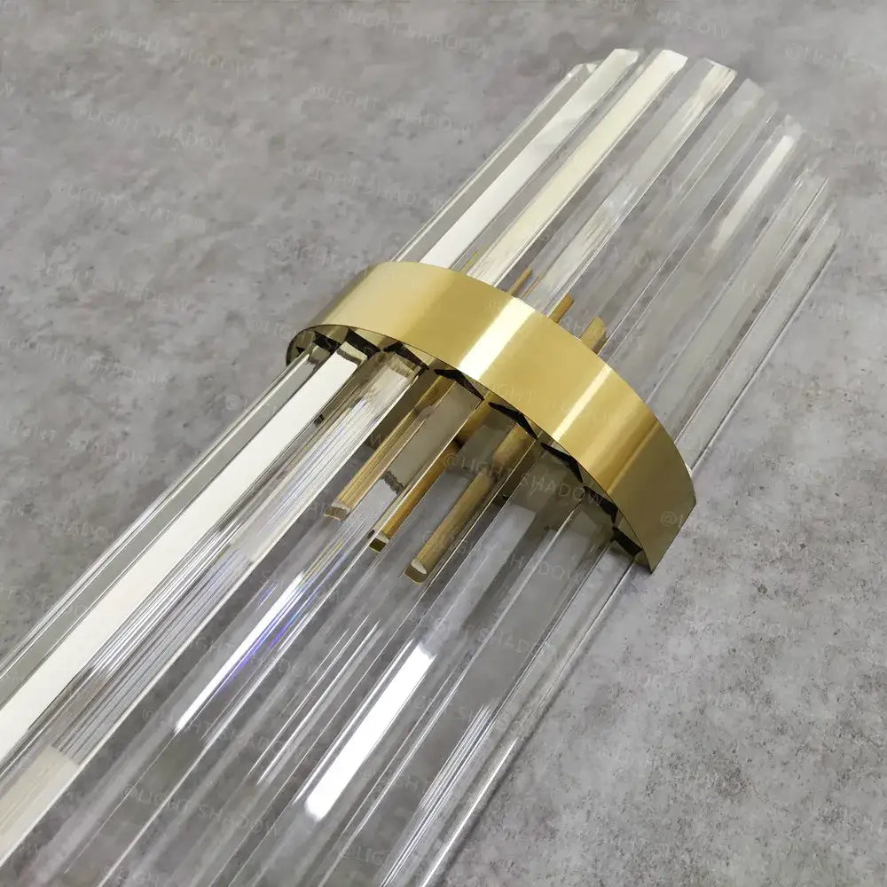Modern crystal gold led wall sconce bedroom glass rod lighting fixture