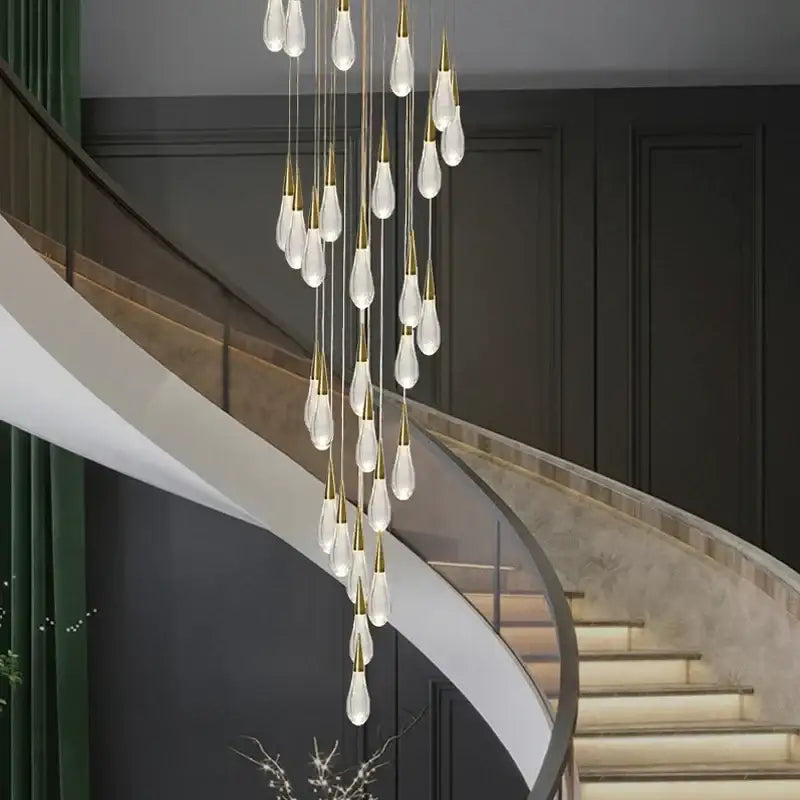 Modern crystal gold pendant lights dining room 5 teardrop chandelier