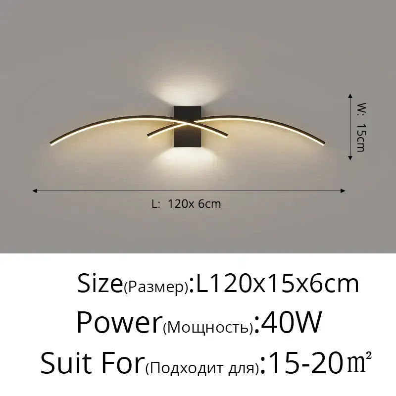 Modern curved gold led wall lamp bedroom sconce lighting