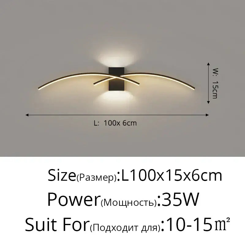 Modern curved gold led wall lamp bedroom sconce lighting