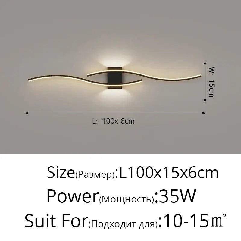 Modern curved gold led wall lamp bedroom sconce lighting
