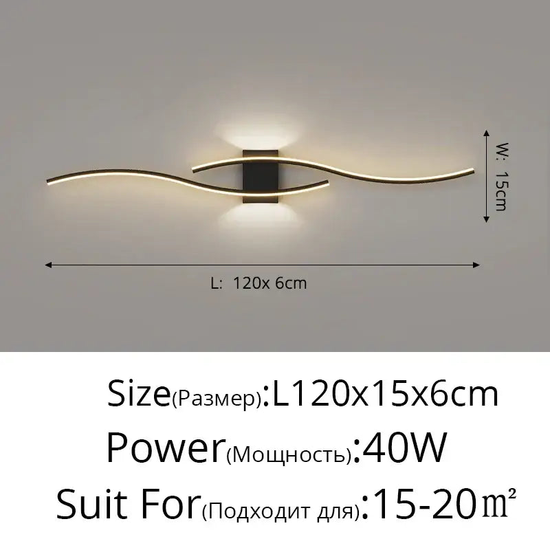 Modern curved gold led wall lamp bedroom sconce lighting