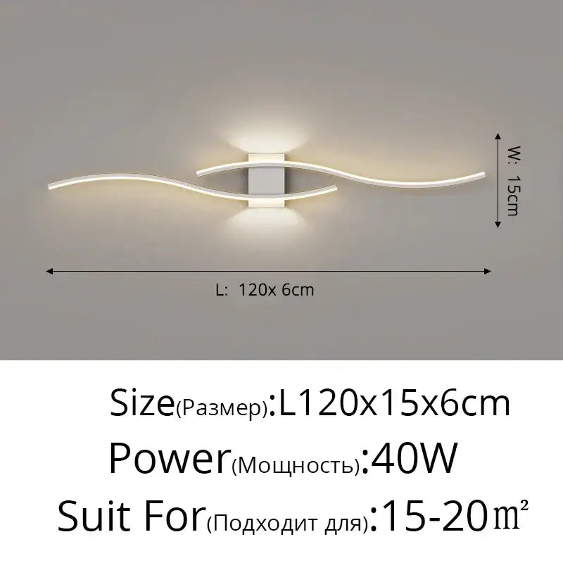Modern curved gold led wall lamp bedroom sconce lighting