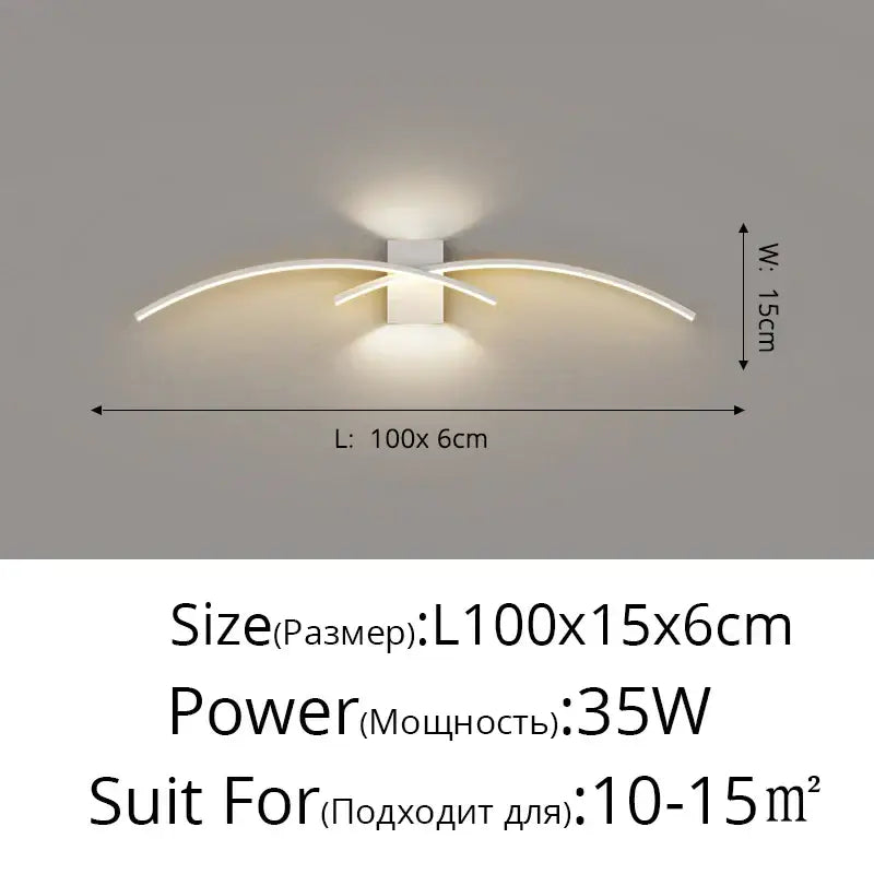 Modern curved gold led wall lamp bedroom sconce lighting