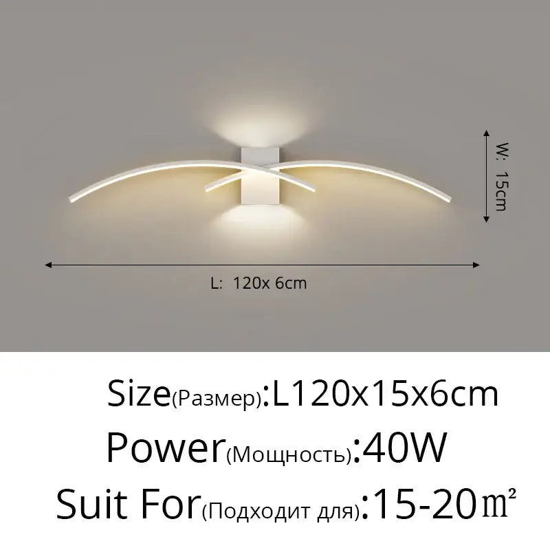 Modern curved gold led wall lamp bedroom sconce lighting