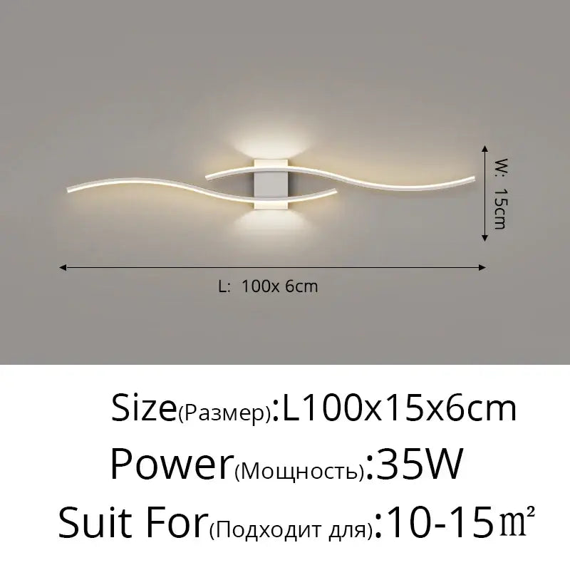 Modern curved gold led wall lamp bedroom sconce lighting