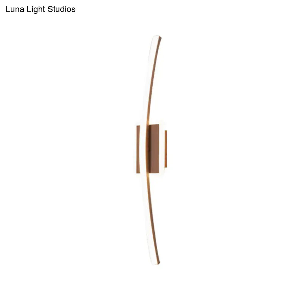 Modern curved linear gold & coffee led wall sconce dining room