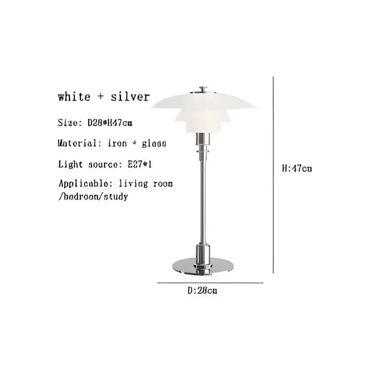 Modern danish amber & frosted glass desk lamp for bedroom
